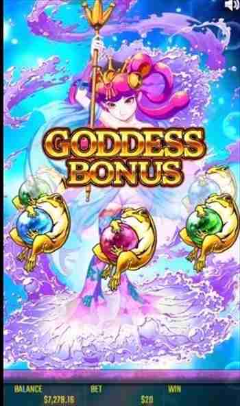 女神が出現し、GODDESS BONUS獲得画面