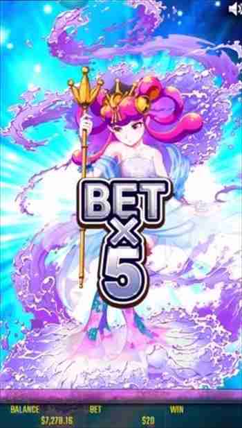 目をそらす女神とBET×5のハズレ画面