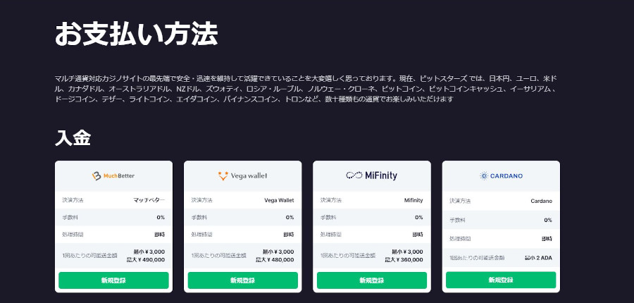 ビットスターズの入出金方法について