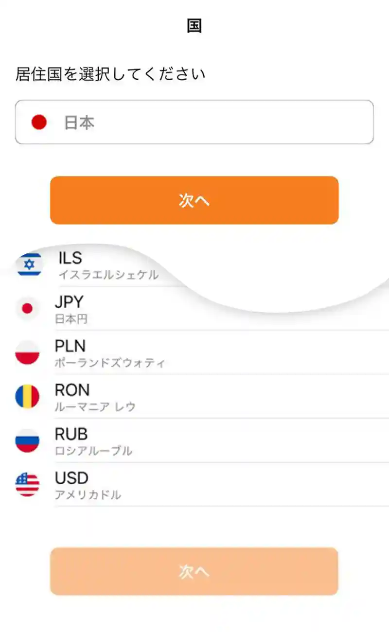 アカウント情報を入力する